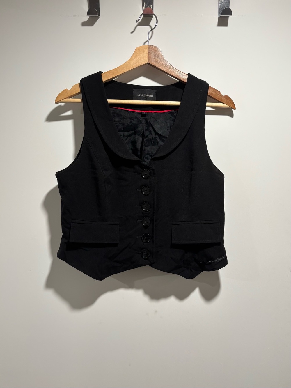Black Button-Front Sleeveless Vest